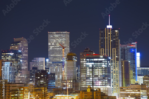 Denver downtown skyline at night, Colorado, USA