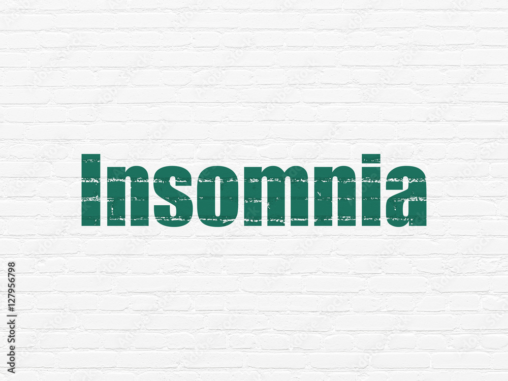 Health concept: Insomnia on wall background