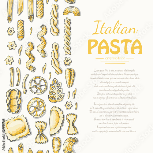 Vertical seamless pattern with Italian pasta