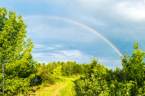 Obraz na płótnie Rainbow in the storm sky w salonie