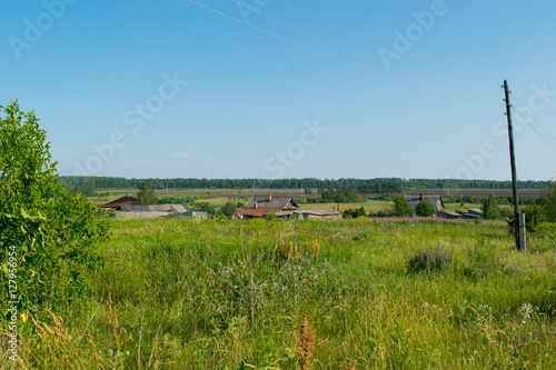 Russian Village rural meadow landscape