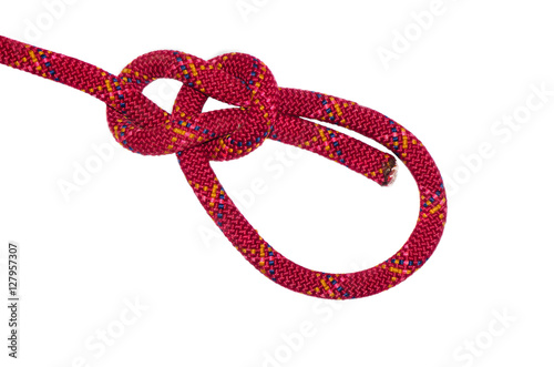bowline knot red rope.