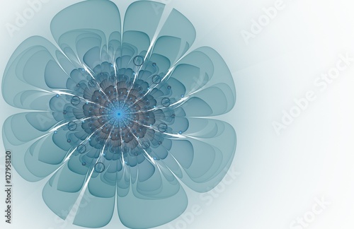 abstract blue fractal flower computer generated image, background for text labels © k_alinochka_13