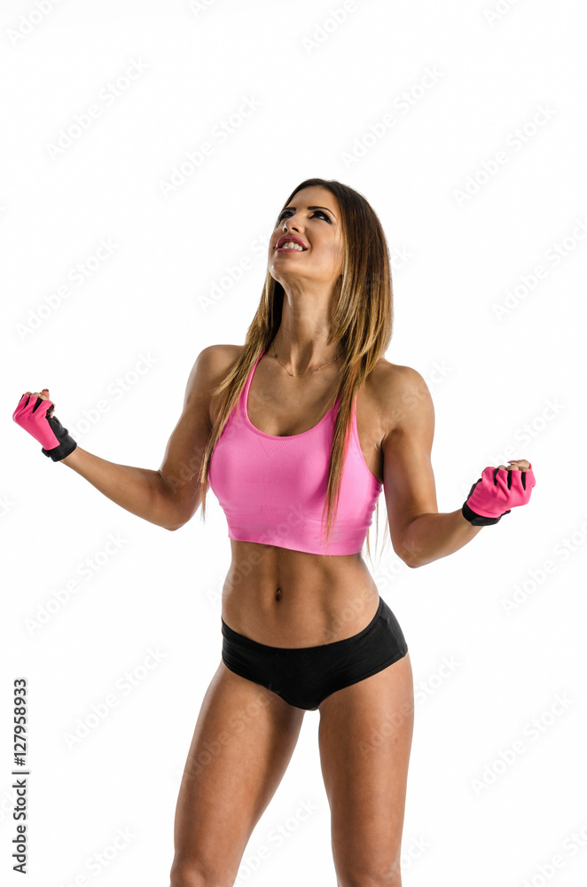 Beautiful and cute girl posing in the studio