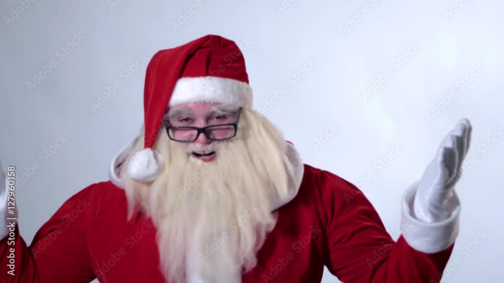 Santa Claus on a white background positive emotions Santa Claus on a white background positive emotions