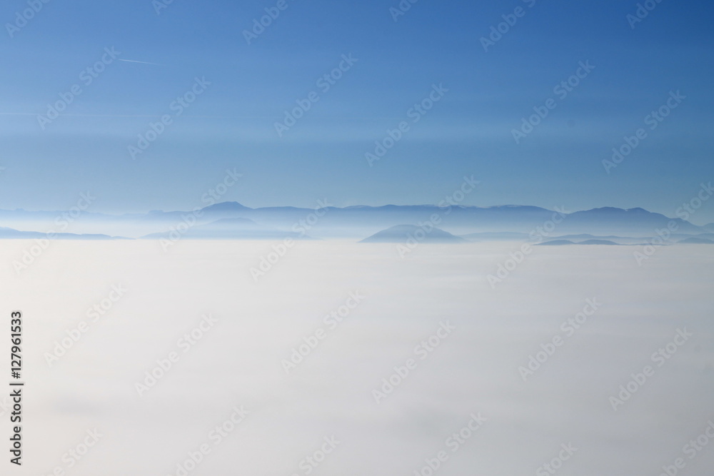 Winter foggy landscape near Sarajevo , Bosnia and Herzegovina