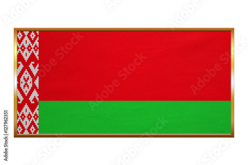 Flag of Belarus , golden frame, fabric texture