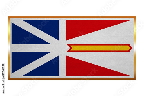 Newfoundland and Labrador flag with golden frame