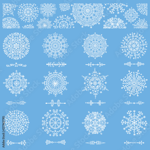 Snowflakes shapes,divider borders and pattern