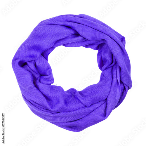 Purple wool scarf isolated on white background.