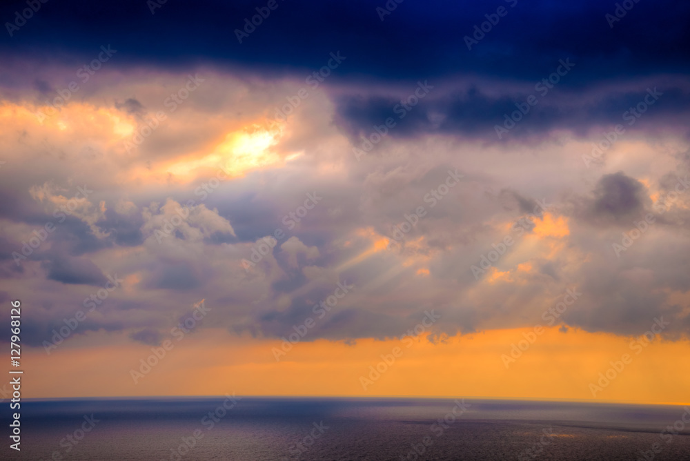 Storm sunrise over the sea