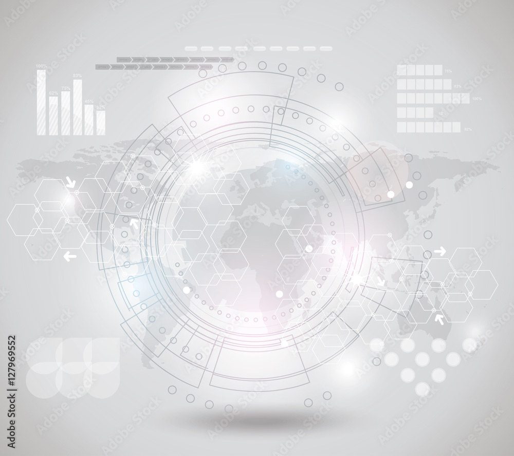 Vector illustration global social media concept. Abstract techno