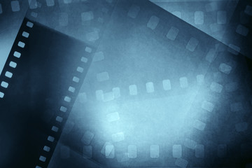Blue film frames movie filmstrip background