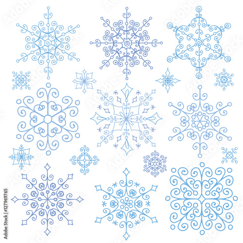 Snowflakes set.Christmas,New year,Winter lace rosettes
