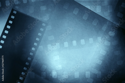 Blue film frames movie filmstrip background