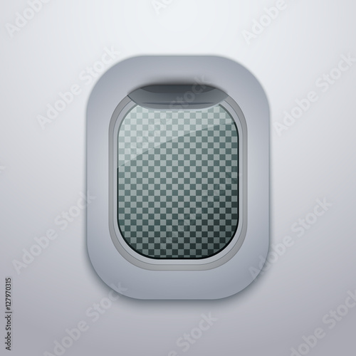 Open Aircraft window. Plane porthole isolated. Vector.