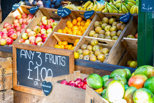 Fresh fruits on display at Borough Market, London