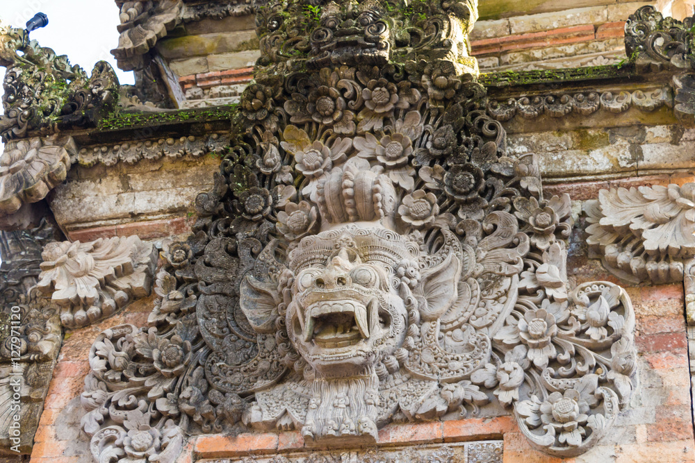 Wall fragment in temple Ubud, Bali island, Indonesia