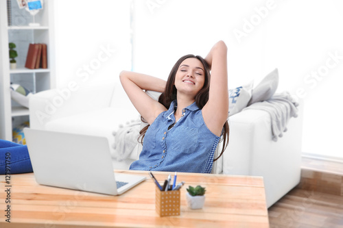 Beautiful girl relaxing in ...