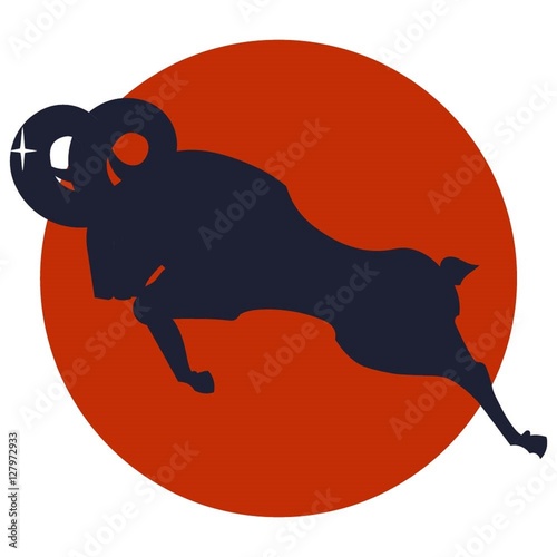 Wild mutton. Vector illustration of a wild mutton on red circle