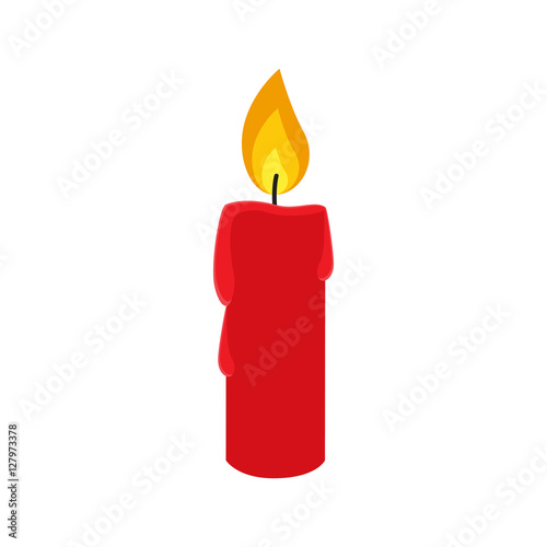 Flat icon red candle. Vector illustration.