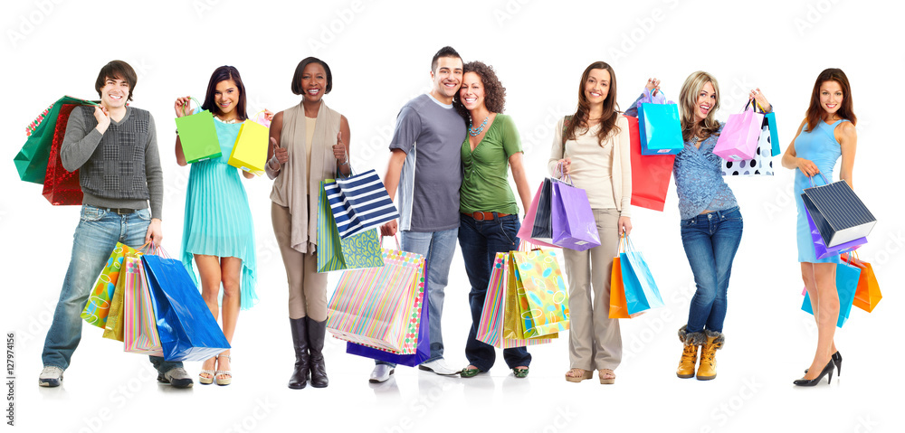 Fototapeta premium Group of shopping customers.