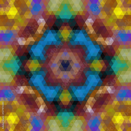 Kaleidoscopic low poly triangle style vector mosaic background