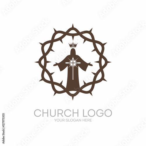 Church logo. Christian symbols. Crown of Thorns, the Savior and King, Jesus Christ.