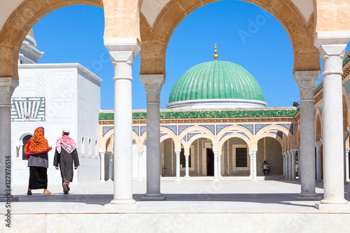 Courtyard of the first Tunisian President Habib Bourguiba museum is in Monastir, Tunisia, Africa. Islamic people