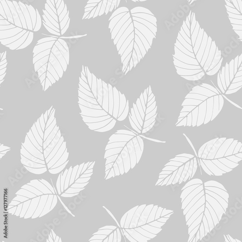 Vector floral pattern with raspberry leaves © Valentina Gurina