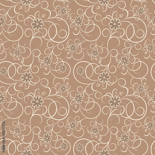 Vector seamless pattern with flowers. Modern stylish texture. © tinkerfrost