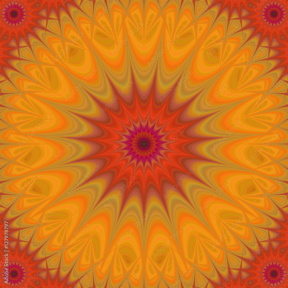 Orange and red abstract mandala fractal background