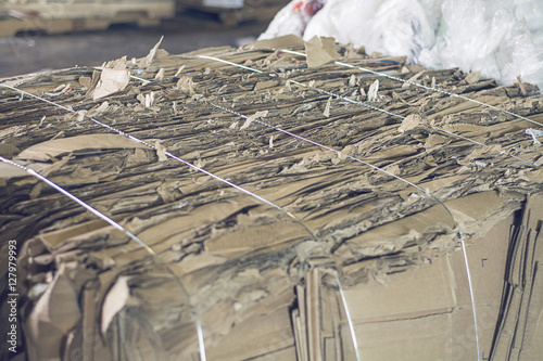 Obraz na płótnie cardboard piled getting ready to be recycled