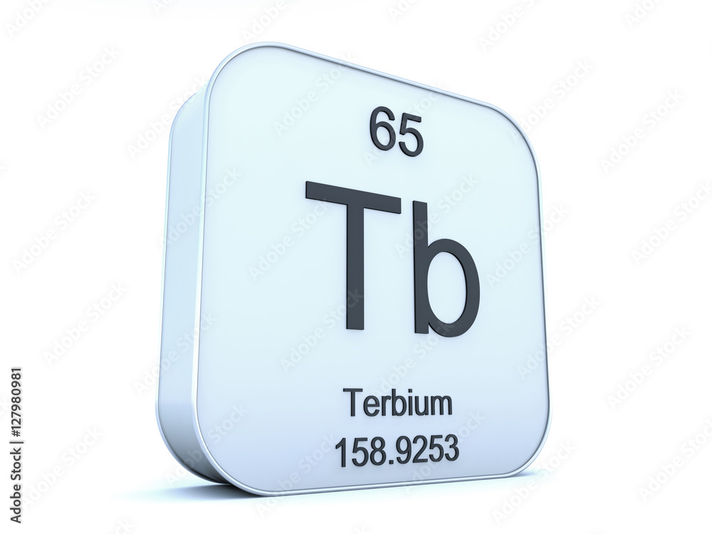 Terbium element on white square icon Terbium element on white square icon