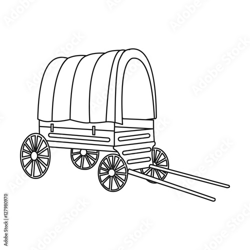 Cowboy wagon icon outline. Singe western icon from the wild west outline.
