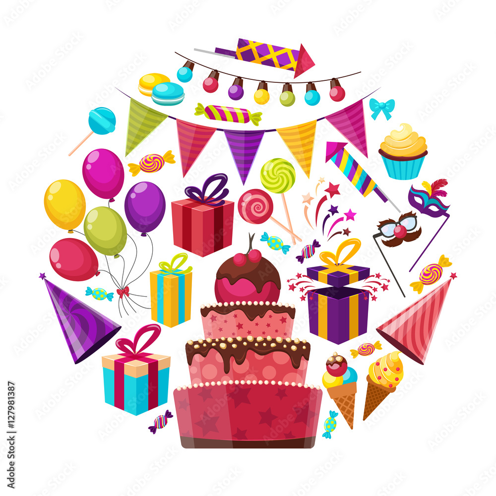 Birthday Elements Round Composition