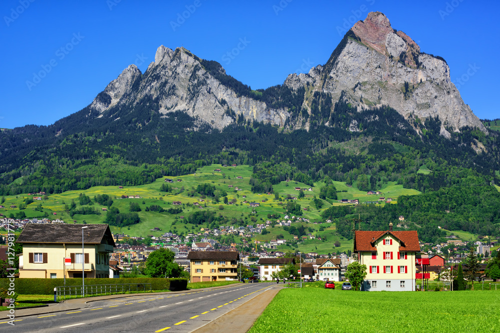 Swiss mountain landscape by Schwyz, Switzerland