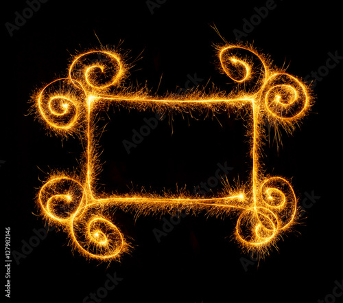 Frame made with sparklers ready for your inscriptions on black