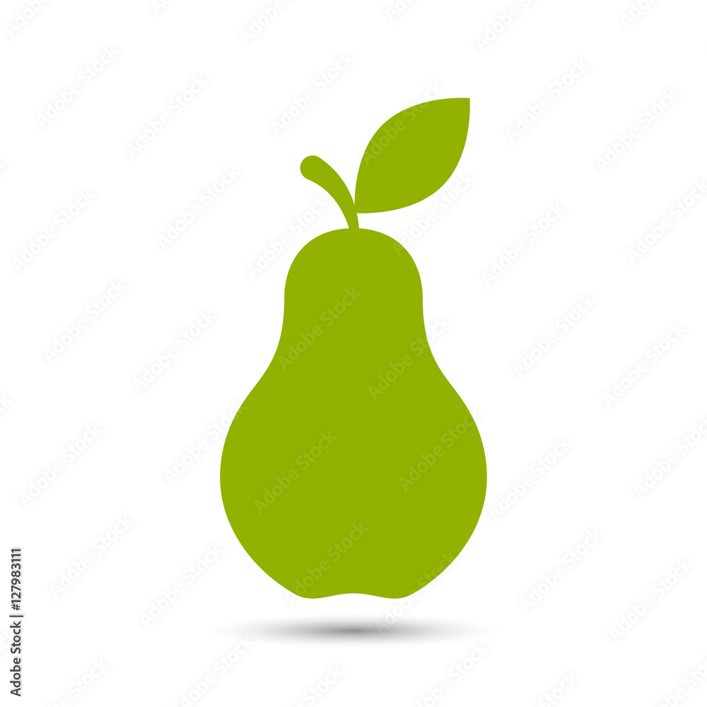 Pear icon vector, green flat fruit illustration. Pear icon vector, green flat fruit illustration.