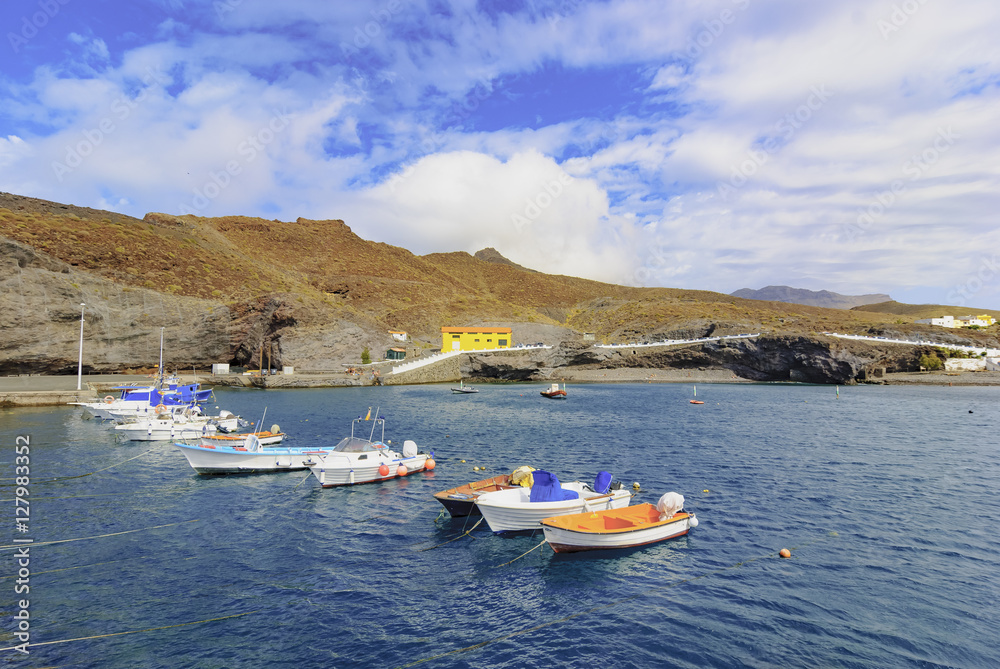 View of the port and beach of the Village of San Nicolas in Gran