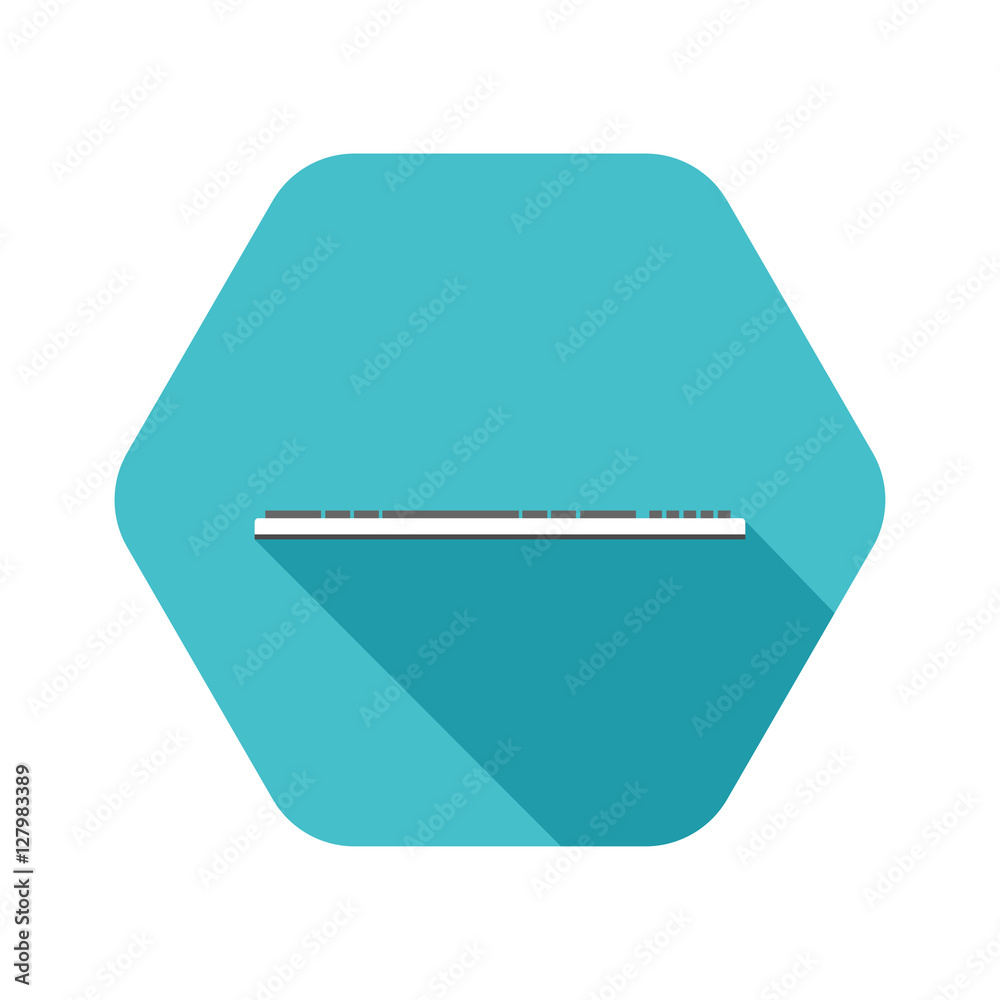 Vector hexagon icon of keyboard on the turquoise background with shadow
