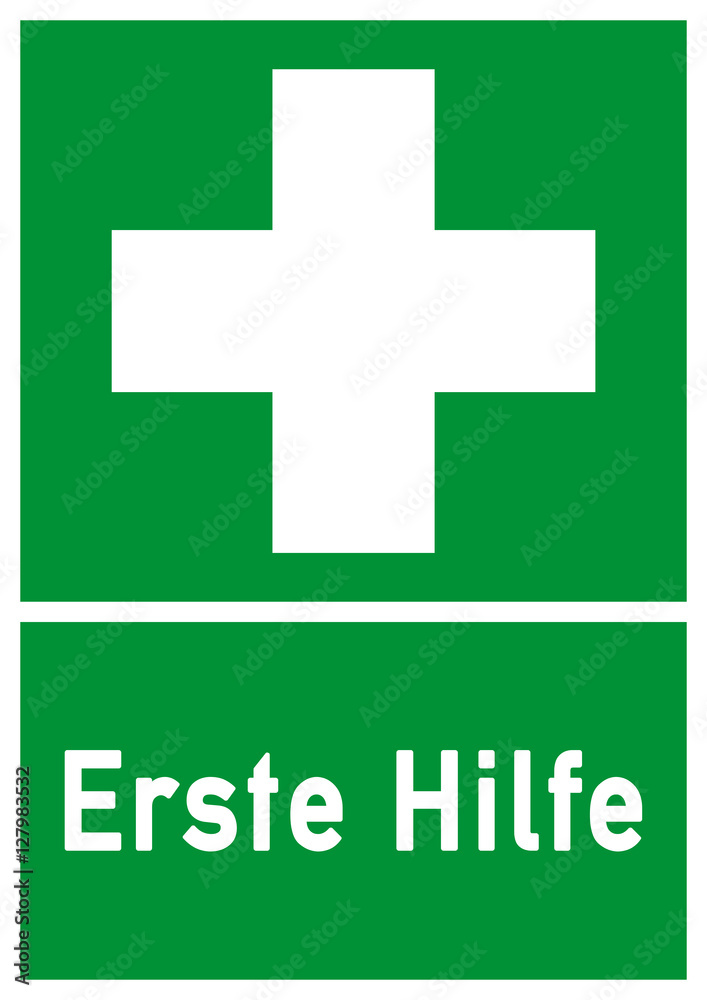 nrs3 NewRescueSign nrs - ks144 Kombi-Schild - Erste Hilfe - Rettungszeichen  grün - DIN A1 A2 A3 A4 Poster XXL - g4774 Stock Illustration