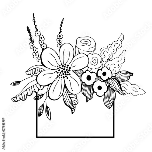 Hand drawn flowers. Vector illustration.