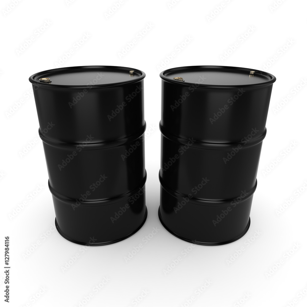 3D rendering black barrels 3D rendering black barrels