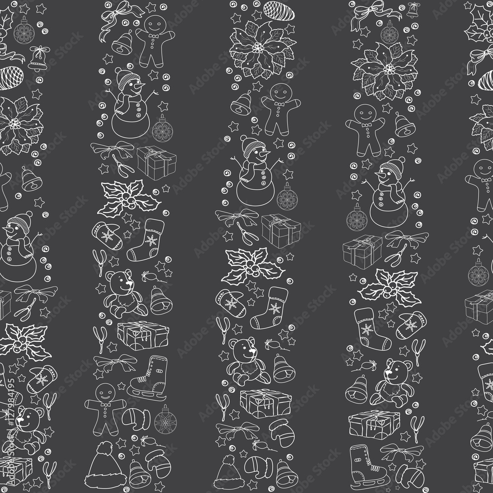 Vector Christmas seamless pattern with Xmas symbols. Vector Christmas seamless pattern with Xmas symbols.