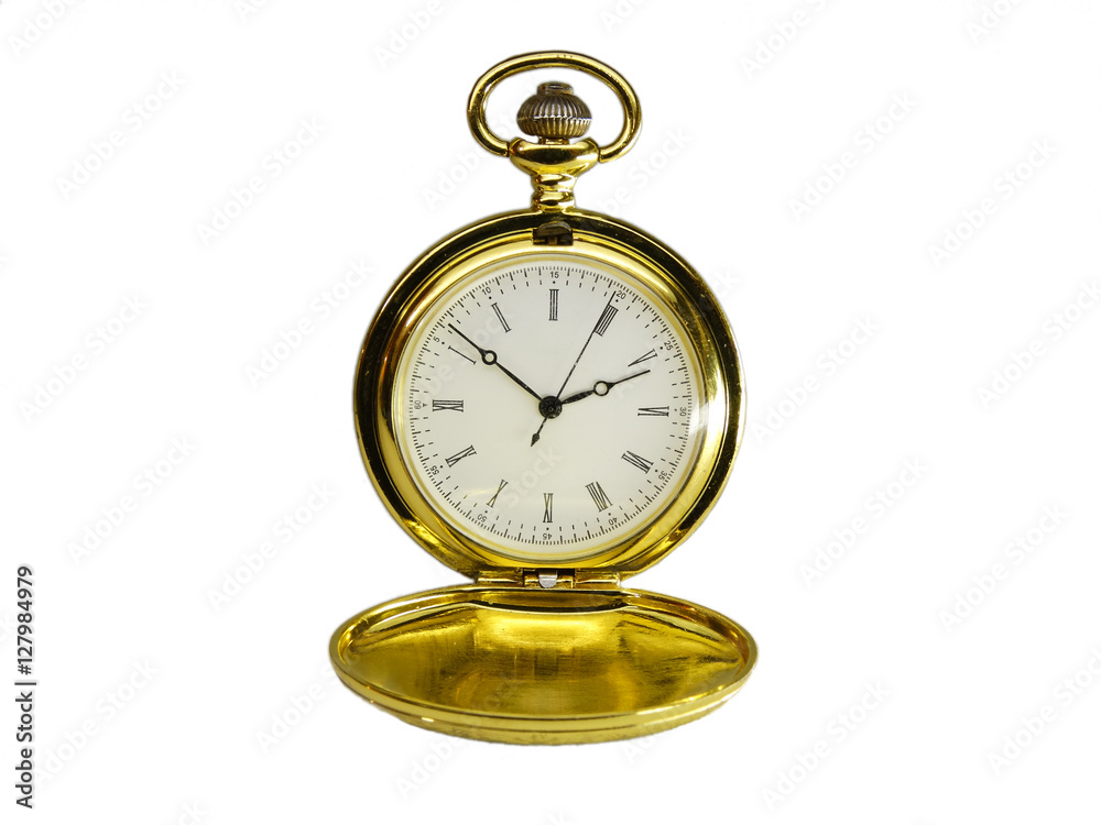 gold pocket watch on a white background gold pocket watch on a white background