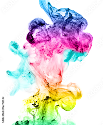 Multicolored jetstream ink in water on a white background © Sodel Vladyslav