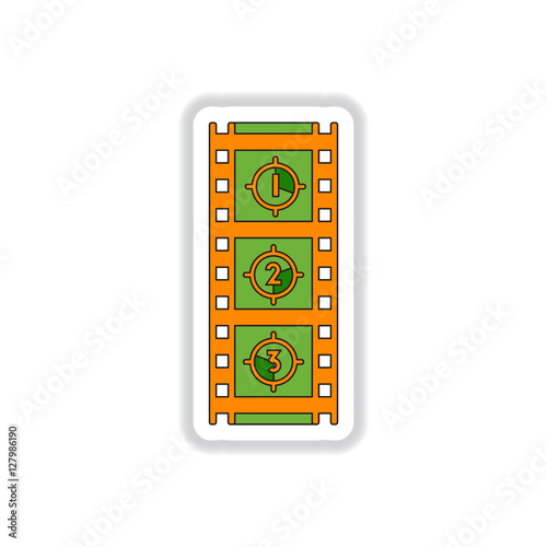 Vector illustration in paper sticker style Film strip countdown