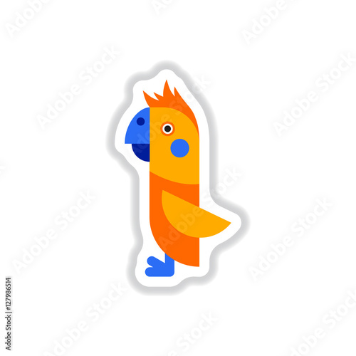 Vector illustration in paper sticker style parrot Cockatoo