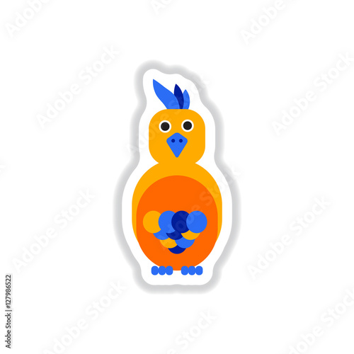 Vector illustration in paper sticker style parrot Cockatoo